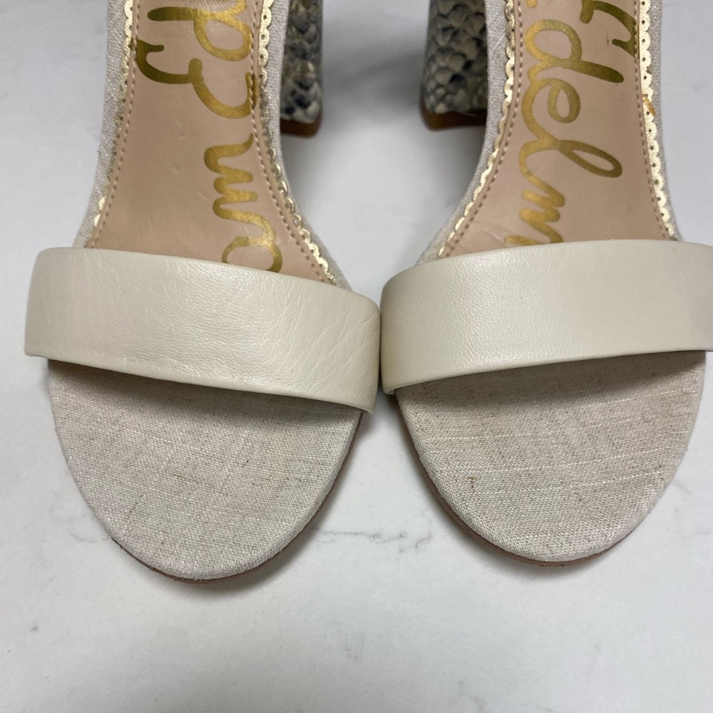 Sam Edelman YARO Cream and Gray Strappy Heels - Picture 7 of 16